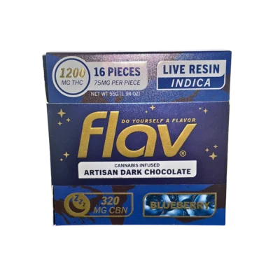 FLAV Blueberry Artisan Dark Chocolate Bar – 1200mg Live Resin